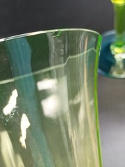 VTG Pair of 1930s Tiffin Franciscan Uranium Water Goblet Glass Blue Green *Read*