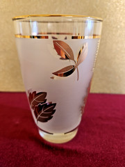 Vintage set of 8 MCM Libbey «Golden Foliage» 10 oz. Glasses/ 2 Shot Glasses