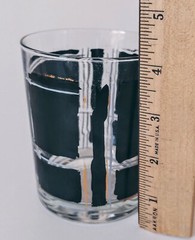 (4) Vintage MCM Cocktail Glasses Tumblers Clear Black Gold Abstract Geometric