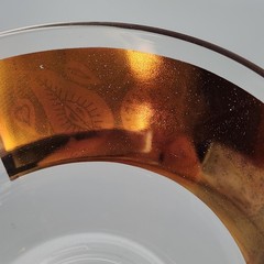 Vtg Set Of 4 Signed Culver 22k Gold Glass Fruit/Snack Bowls Florentine Pattern
