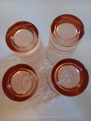 Set 4 Vintage Jeanette Chantilly Pink 16oz Diamond Tumblers Appx: 6.25″ht