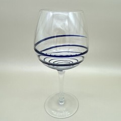 Cobalt Swirl Long Stem Red or White Wine Glass 8.5 in