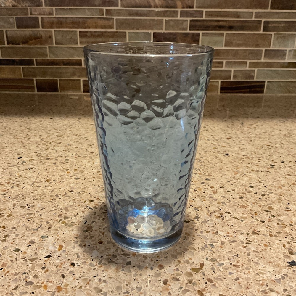 Libbey Blue Hammered Interior Tumbler-Glass 16 Oz