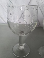 Bubbled Goblet Glasses Clear Set of 2 Heavy Weight Unmarked Not matched