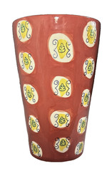 Lillian Vernon Hand Painted Floral Tumbler Mug Red Ceramic Thailand 12 oz