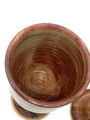 2 Handcrafted Studio Art Pottery DRAGONFLY Goblets 4 0z