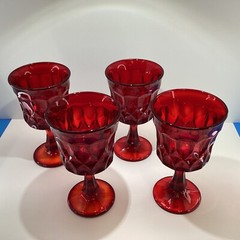 4 Perspective Ruby Red water goblets by Noritake Japan 6.5”H 3.75”W