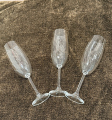Three Optic Swirl Stem Champagne Glass Flutes