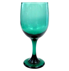 Libbey Juniper Green Tulip 7″ Water Goblets Wine Glass Vintage