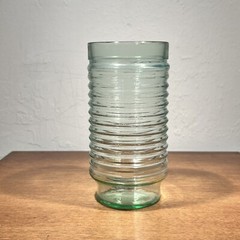 Vintage Anchor Hocking Green Glass Tumbler With Raised Rings Ribbed 16 Oz