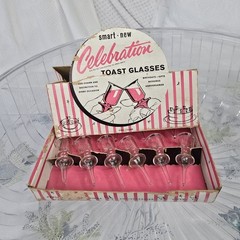 12 pc Vintage Maude B. May Co. Celebration Toast Glasses in Original Box 1/3oz