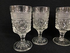 4 Vintage Anchor Hocking Wexford Wine Juice Goblets 5 3/8″ Tall Clear Glass