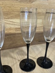 Set of 3 Benson&Hedges Glass Champagne Flutes with Black Stems