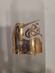 Vtg Culver Unicorn Frosted Highball Bar Tumblers 22K Gold Glasses 4