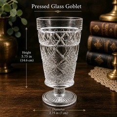 Set Of 6 Diamond & Fan Starburst Goblets Vintage Indiana Glass Pedestal Beautys