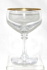FOSTORIA Crystal Tall CHAMPAGNE, Sherbet, DESSERT Elegant GOLD Rim 5 ⅝ Inch Tall