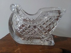 Heavy Crystal Sled 24% Lead Crystal ST George Holiday Centerpiece Candy Dish 