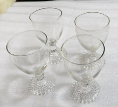 FOUR Water Wine Goblets Glasses Vintage Anchor Hocking Bubble Foot 5 1/2″ c1950