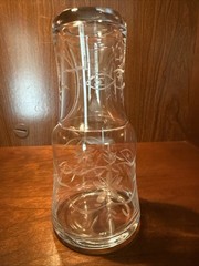 Vintage Etched Glass Tumble Up Bedside Carafe With Matching Glass GORGEOUS