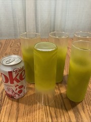 Blendo Sunshine Green Highball Glasses Set of 5 – Frosted Gold Rim Mid-Century