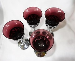 FOUR MID CENTURY FARBER BROS CHROME WINE / COCKTAIL GOBLETS KROME KRAFT