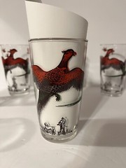 8 pc Set Hazel Atlas “Pheasant” 10-oz. Glass Tumblers W/Hunter Birds Dog Barware