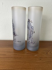 Vintage Tom Art Glass Tumblers Hand Painted Hand Made 6-3/4″