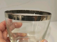 Dorothy Thorpe Style Silver Rimmed Glass Double Shot Whiskey Glass