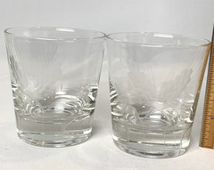 Vintage Etched Cocktail Glasses Wheat Pattern 3.5″ Tall MINT Condition