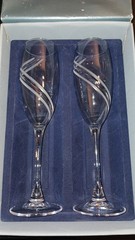 J.G. Durand Cristal FARANDOLE FLUTE Glass 8.75×2″ Crystal Pair In Original Box