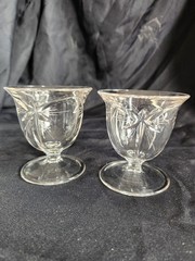 Vintage Oyster or Fruit Cocktail Clear Glass • 6 Point Starburst Pattern 3¼ Tall