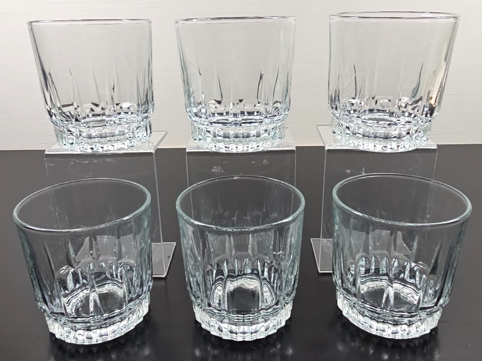 6 Arcoroc Lancer On The Rocks Glass Set Vintage Etch Tumblers Cristal France Lot