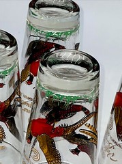 5 MCM Hazel Atlas pheasant glass hi ball Continental Can 1959 Veterans Banquet