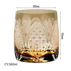 Hand Cut To Clear Brown 12oz Edo Kiriko Crystal Whiskey Glasses Gift Packing 1pc