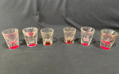 Vintage Culver Gold Tone Metal Shot Glass Caddy 8 Section Caddy W/6 Shot Glasses