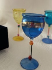 Vintage Venezia Cordial Glasses By Antonio Salviati Velvet Box Hand-Blown MCM