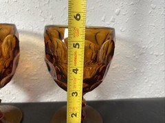 Pair Vintage Imperial Glass Provincial Water Goblets Dark Amber