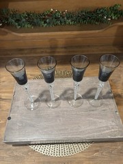 Set of 4 Vtg Air Twist Stem Tall Jewel Tone Blue Topaz Cordial Glasses 8 1/4″