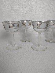 Libby Silver Leaf Frosted Cocktail Champagne Glasses Vintage Set Of 6 Fancy Fall