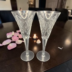 WATERFORD CRYSTAL MILLENNIUM HAPPINESS BUTTERFLY TOASTING FLUTE SET OF 2