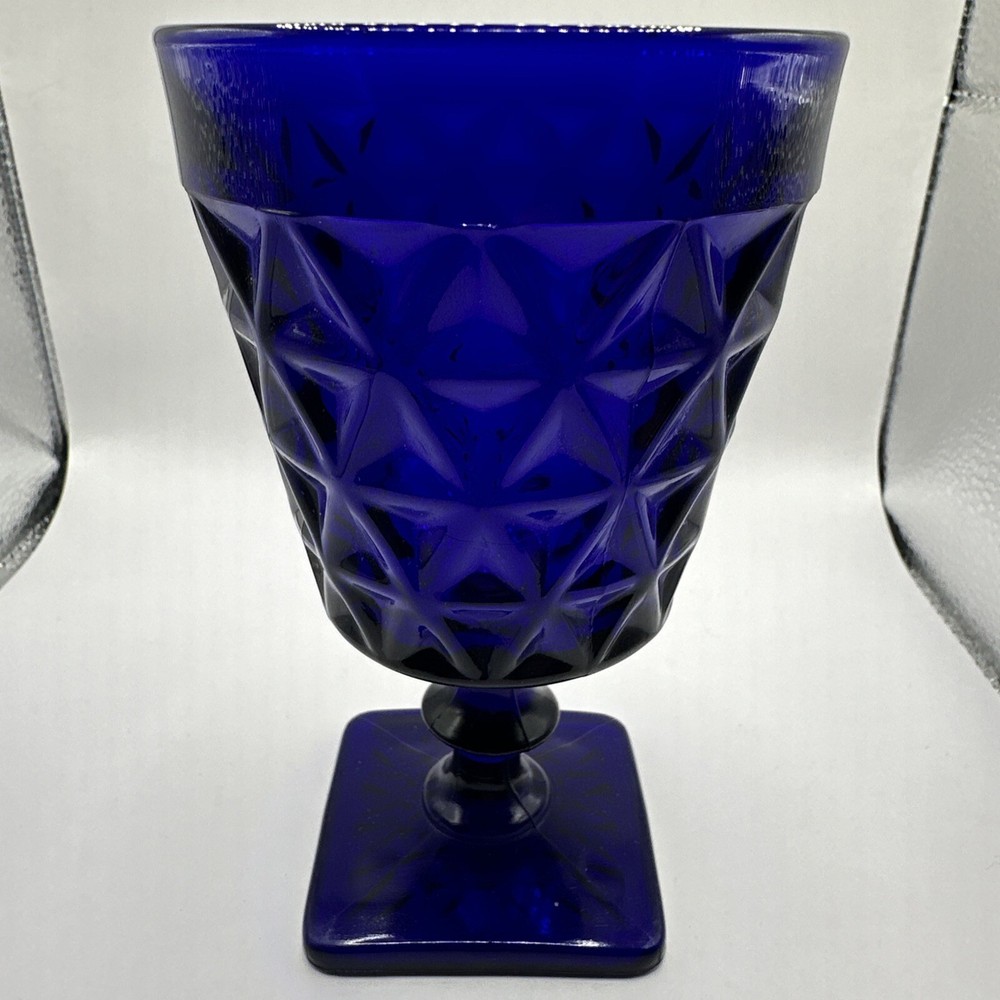 1 Imperial Mt. Vernon Cobalt Blue Glass Water Goblet 5 1/4″ Tall