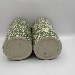 Henn Pottery Set of 2 Green Spongeware 14 Ounce Tumblers
