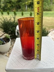 Ruby Red Hand Blown Bubble Glass HighBall Tumbler Studio Nova Truck 4 Amberina