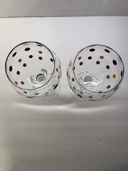 Set of 2 Pampered Chef Simple Additions Polka Dot Balloon Wine Stemware Glasses