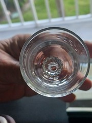 Vintage Pair Bavarian Crystal Cordial Liquor Glasses 1.75 oz Swirl Stems.