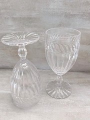 4 Mikasa Italian Countryside Pressed Swirl Water Goblets Glasses 7 1/4″
