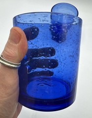 Libbey Flare Cobalt Blue Extra-Thick Old Fashioned Glasses Vintage Set of 2