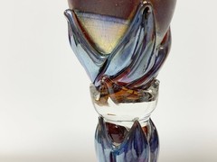 Australia Art Nouveau COLIN HEANEY GLASS Pair Wine glass Tall 8.8in Signed Rare!