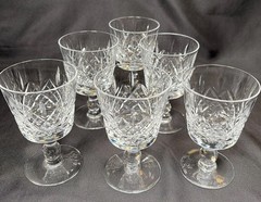 6 Vintage Thomas Webb Warwick? Cut Crystal 4 1/8” Wine Goblet Glasses Marked