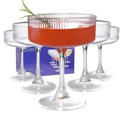 Set of 6 Vintage Coupe Glasses – Ribbed Cocktail, Espresso Martini, Margarita &
